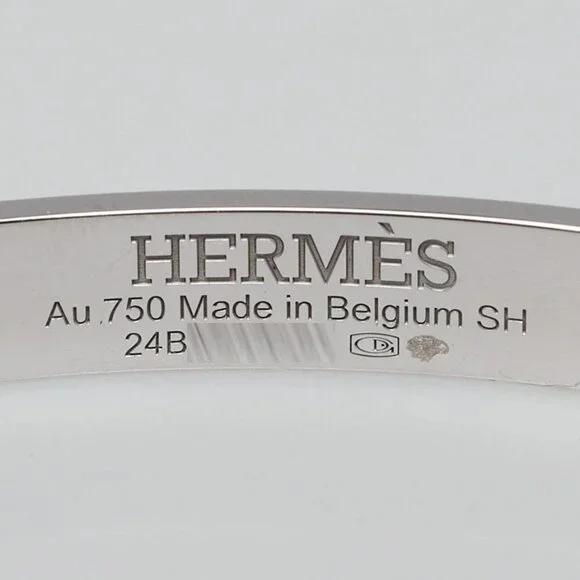 Hermes 18k White Gold and Diamond Small Model Kelly Bracelet Size SH